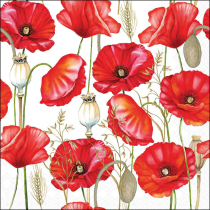 Napkin 33 Poppy all over white FSC Mix