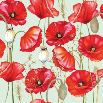 Napkin 33 Poppy all over green FSC Mix
