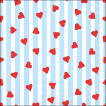 Napkin 33 Sprinkled hearts blue FSC Mix