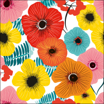 Napkin 33 Colourful flowers red FSC Mix