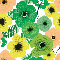 Napkin 33 Colourful flowers green FSC Mix