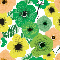 Napkin 33 Colourful flowers green FSC Mix