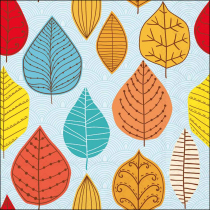 Napkin 33 Leaf veins blue FSC Mix