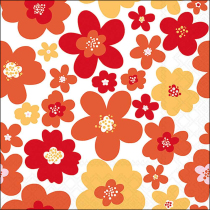 Napkin 33 Flower power red FSC Mix