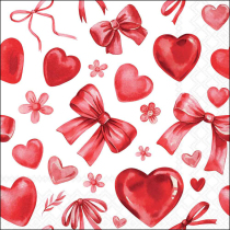 Napkin 33 Hearts and bows FSC Mix