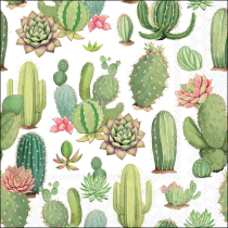 Napkin 33 Blooming cacti white FSC Mix