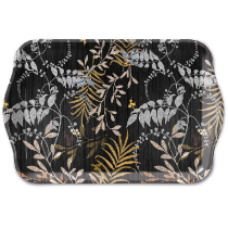 Tray melamine 13x21 cm Luxury leaves black