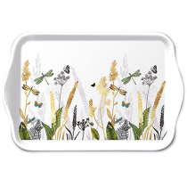 Tray melamine 13x21 cm Ornamental flowers white