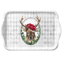 Tray melamine 13x21 cm Deer in frame