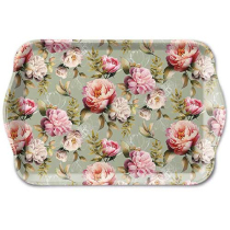 Tray melamine 13x21 cm Peonies composition green