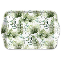 Tray melamine 13x21 cm Jungle leaves white