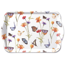 Tray melamine 13x21 cm Butterfly garden white