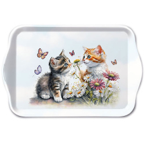 Tray melamine 13x21 cm Kittens in flower field