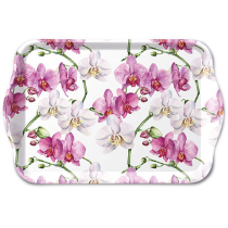 Tray melamine 13x21 cm Elegant orchids white