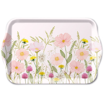 Tray melamine 13x21 cm Pastel flowers pink