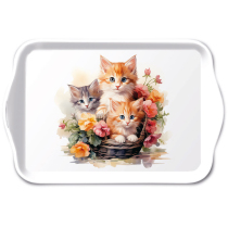 Tray melamine 13x21 cm Kittens in basket