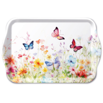 Tray melamine 13x21 cm Butterflies in field white