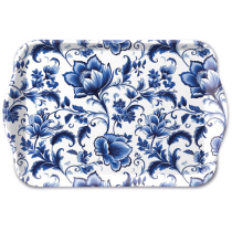 Tray melamine 13x21 cm Delft Blue florals