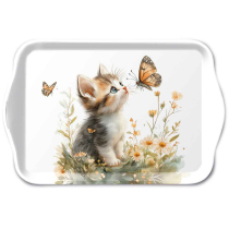 Tray melamine 13x21 cm Kitten and butterfly