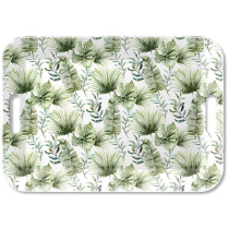 Tray melamine 33x47 cm Jungle leaves white