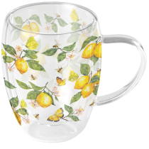 Double-walled glass 0.35 L Fresh lemons white