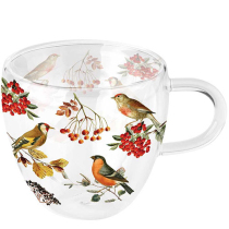Double-walled glass 0.2 L Autumn birds