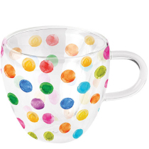 Double-walled glass 0.2 L Polka dots white