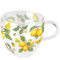 Double-walled glass 0.2 L Fresh lemons white