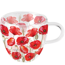 Double-walled glass 0.2 L Poppy all over white