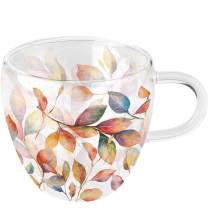 Double-walled glass 0.2 L Colourful leaves