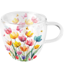 Double-walled glass 0.2 L Fantasy flowers