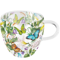 Double-walled glass 0.2 L Animal paradise white