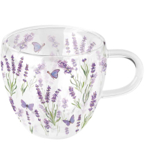 Double-walled glass 0.2 L Butterfly lavender