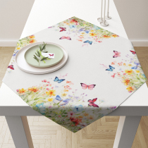 Tablecloth 90x90 cm Butterflies in field white