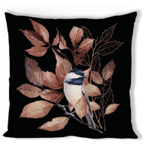 Cushion cover 40x40 cm Lovely chickadee black