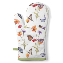 Oven mitt Butterfly garden white