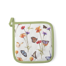 Potholder Butterfly garden white