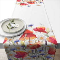Table runner 40x150 cm Poppies and cornflowers