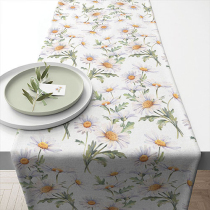 Table runner 40x150 cm Beautiful daisies white