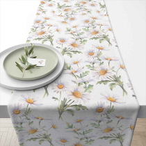 Table runner 40x150 cm Beautiful daisies white