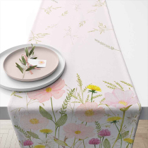 Table runner 40x150 cm Pastel flowers pink
