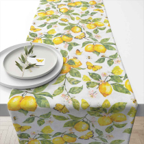 Table runner 40x150 cm Fresh lemons white