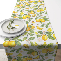 Table runner 40x150 cm Fresh lemons white