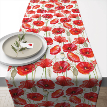 Table runner 40x150 cm Poppy all over white