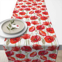 Table runner 40x150 cm Poppy all over white