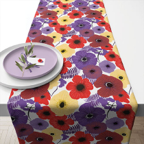 Table runner 40x150 cm Colourful flowers lila
