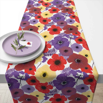 Table runner 40x150 cm Colourful flowers lila