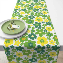 Table runner 40x150 cm Flower power green