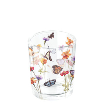 Tea light holder Butterfly garden white