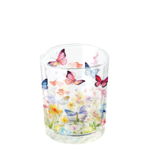 Tea light holder Butterflies in field white